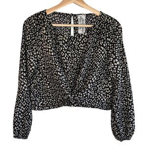 Sadie & Sage Crop Animal Print Twist Top